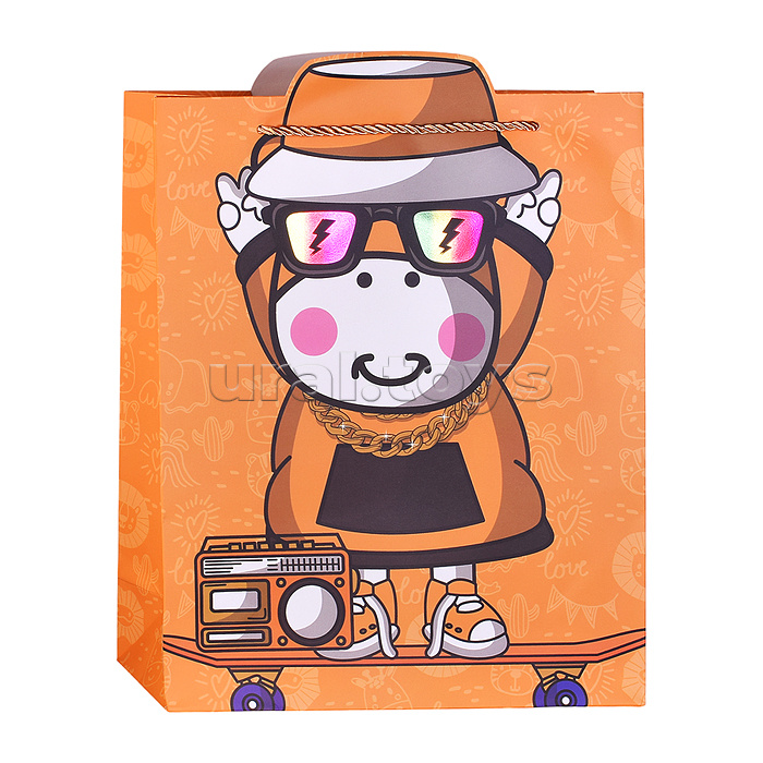 Пакет подарочный "Зверёк в очках" 26*32*10см