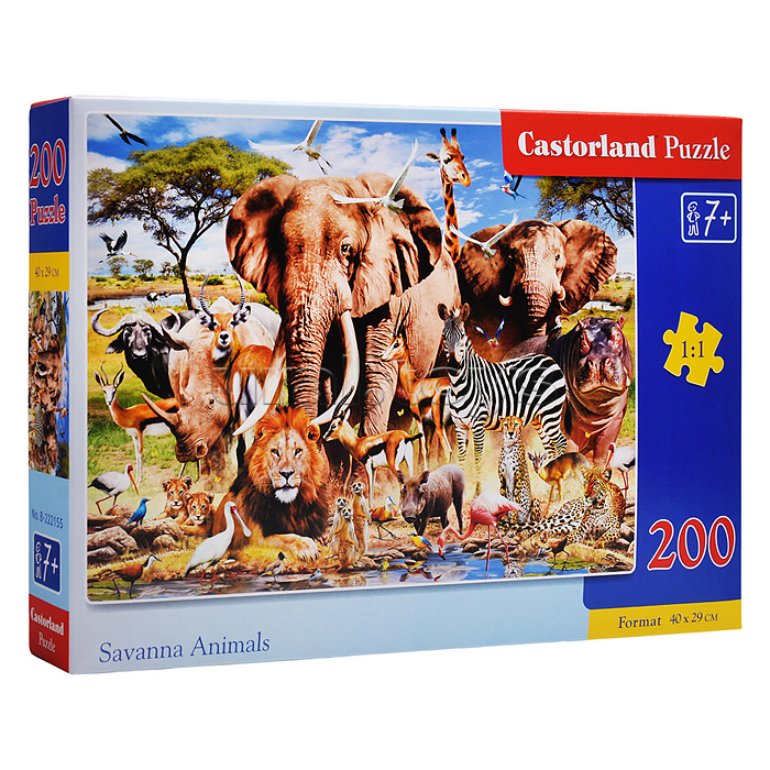 Пазлы 200 "Животные Саванны"