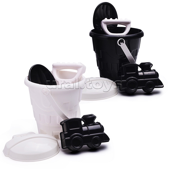 Набор песочный №13 (ведро+лопатка+грабли+2 формочки транспорт) "Инь-Янь"