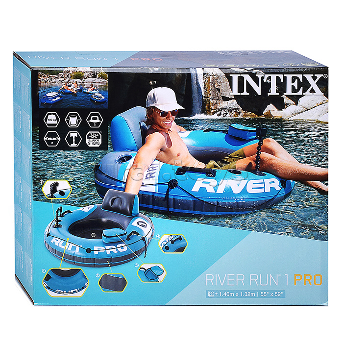 Надувное кресло-плот с сетчатым дном River Run Pro 56843NP  INTEX