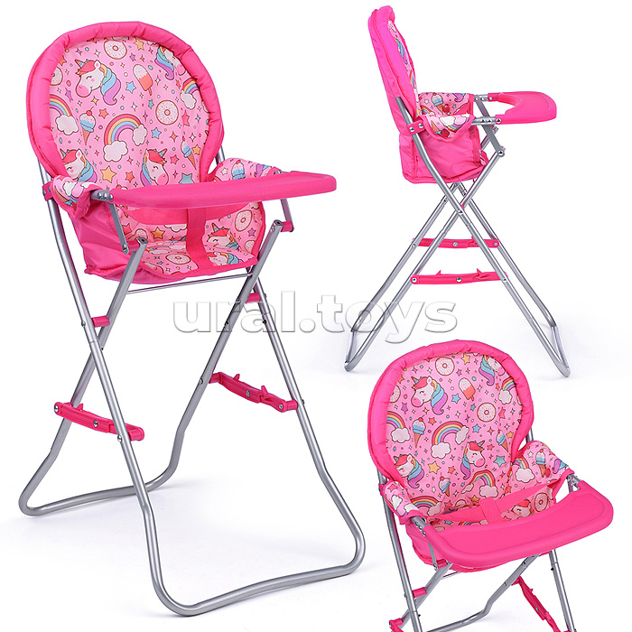 Стульчик для кормления кукол игрушечный, цвет радужные единороги