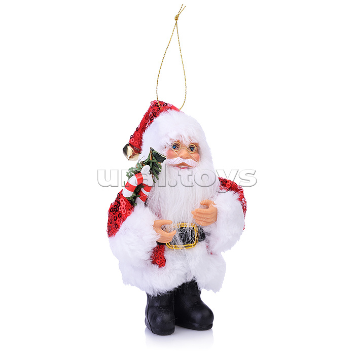 Новогодняя подвесная фигурка "Дед Мороз В красной шубке" (ПВХ, полиэстер)