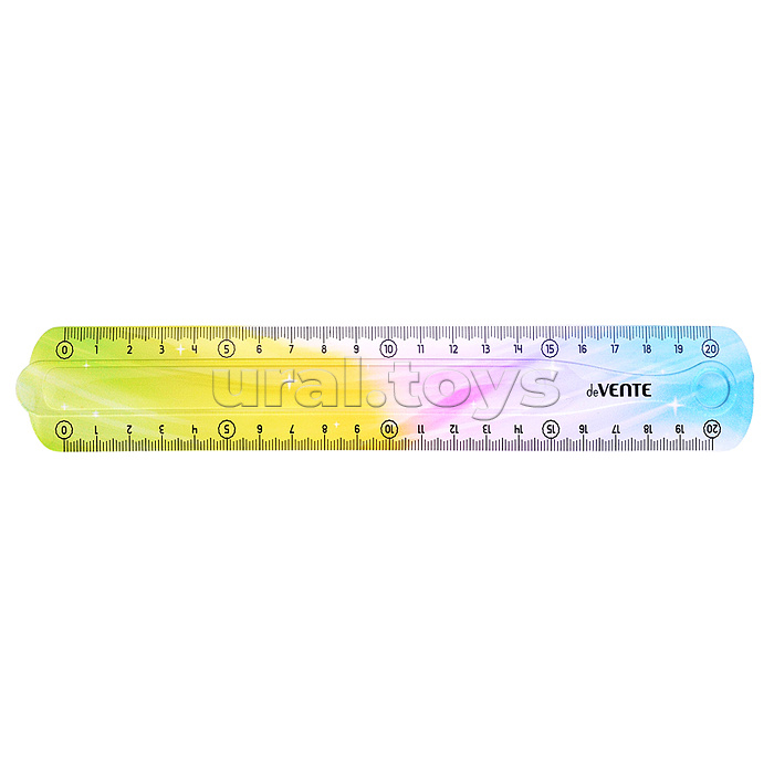Линейка "Rainbow Flex" гибкая 20 см, полупрозрачная радужная, в блистерной упаковке