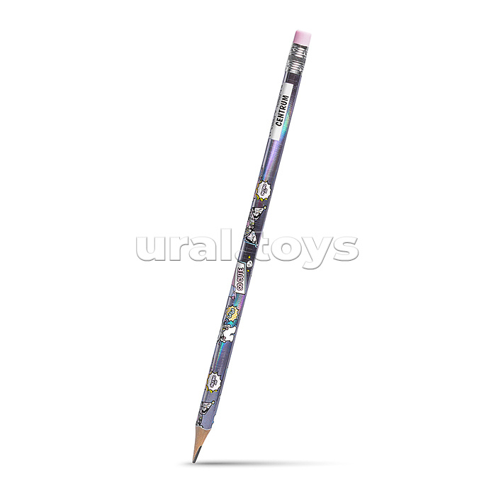 Карандаш чернографитный трехгранный деревянный заточенный с ластиком