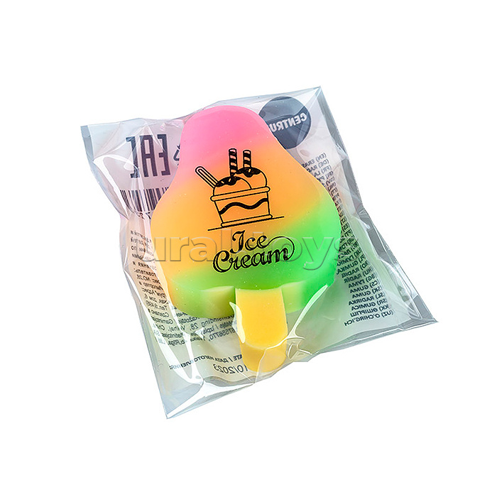 Ластик из синтетического каучука "Ice cream" 54х37х12мм в индивидуальном ПВХ-пакете, в дисплее