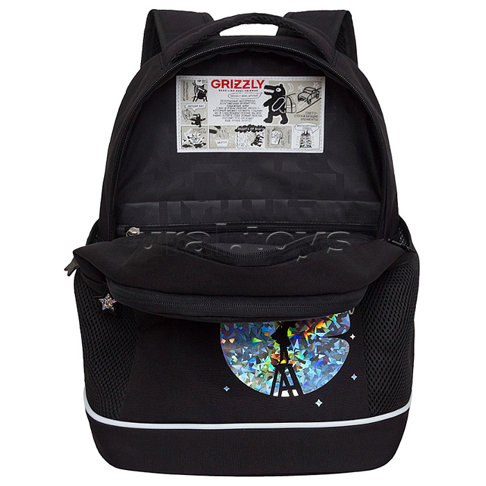 Рюкзак школьный с картхолдером на держателе (/1 черный - кристалл)