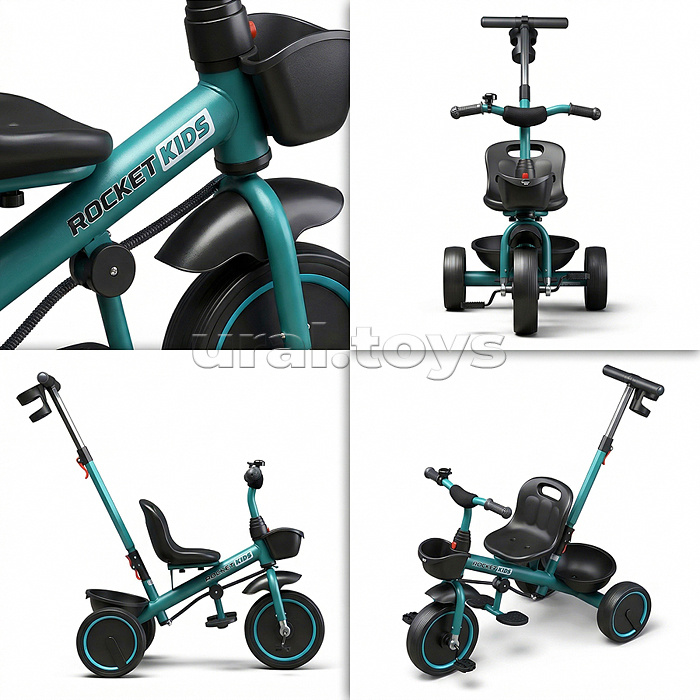 Велосипед трехколесный Rocket 107NEW, колеса EVA 10"/8", цвет зеленый