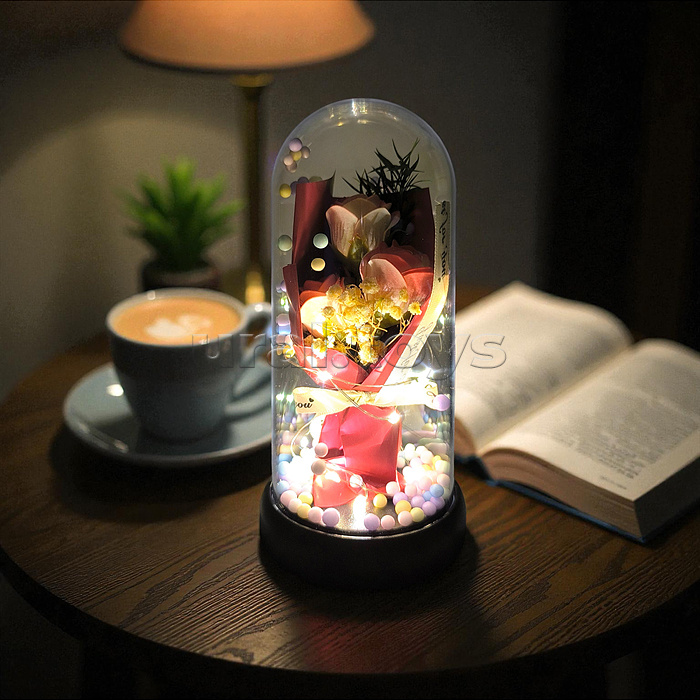 Светильник "Букет роз" в коробке (красный)