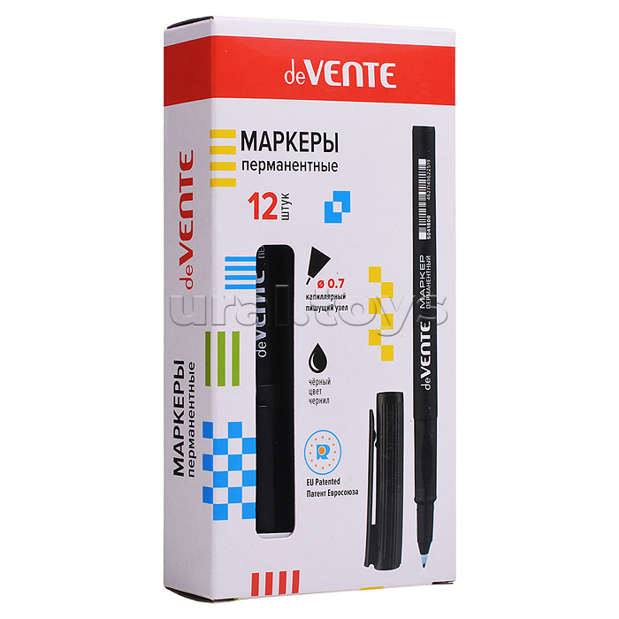 Маркер перманентный тонкий круглый корпус, с эргономичным трёхгранным грипом, капиллярный 0,7 мм наконечник в пластиковой обойме, черный