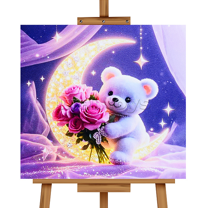 Мозаика алмазная "Мишка на луне" 20*20 см.