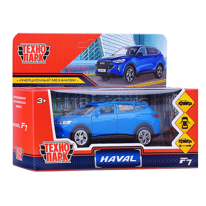 Машина металл Haval f7 12 см, (дв, багаж, синий) инерц., в коробке