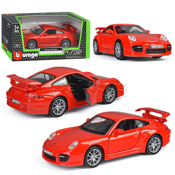 Машинка die-cast Porsche 911 GT2, 1:32, красная