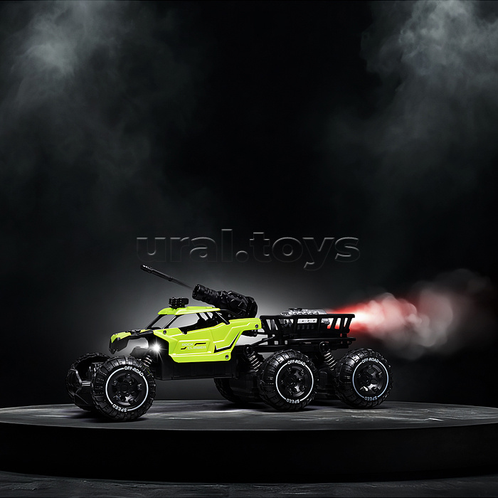 Машина "Погоня за монстрами" зелёный, свет, дым р/у, 27 MHz, в коробке