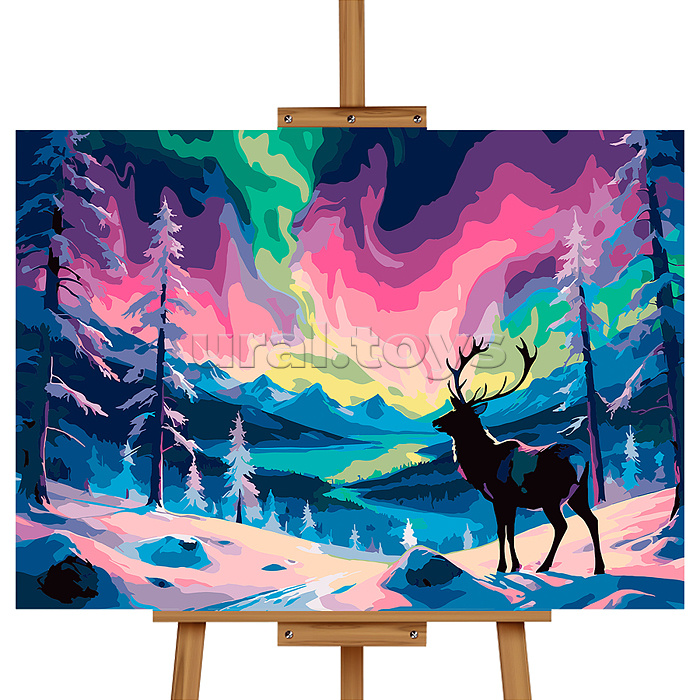 Картина по номерам "Северное сияние и олень" 50*40 см