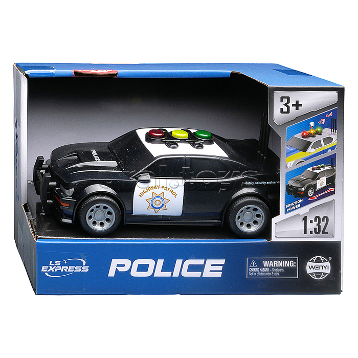 Машина "Дорожная полиция" 1:32 (свет, звук) в коробке