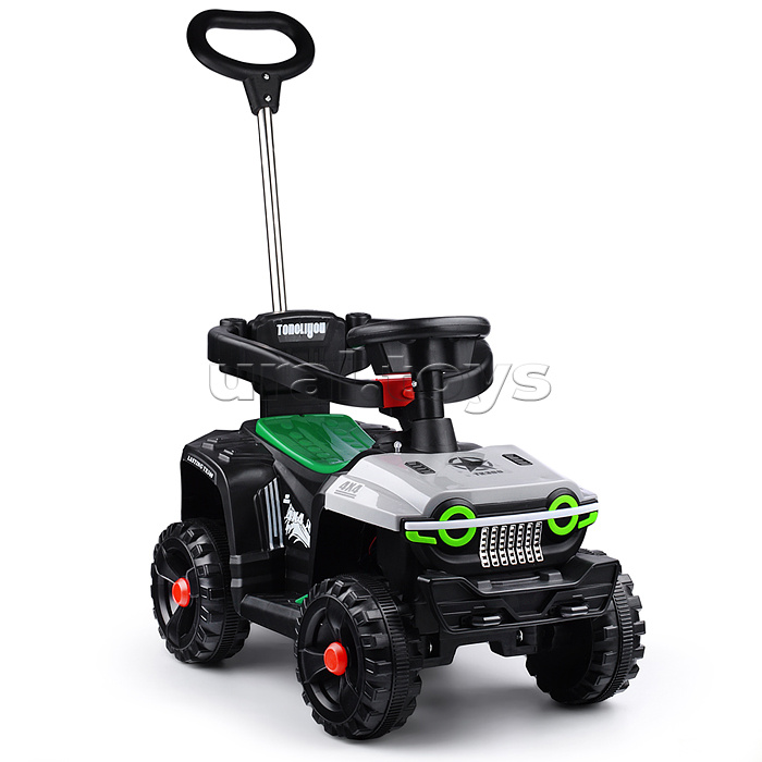 Электромобиль "Яркий старт" с родительской ручкой, на аккумуляторе 6V. серый