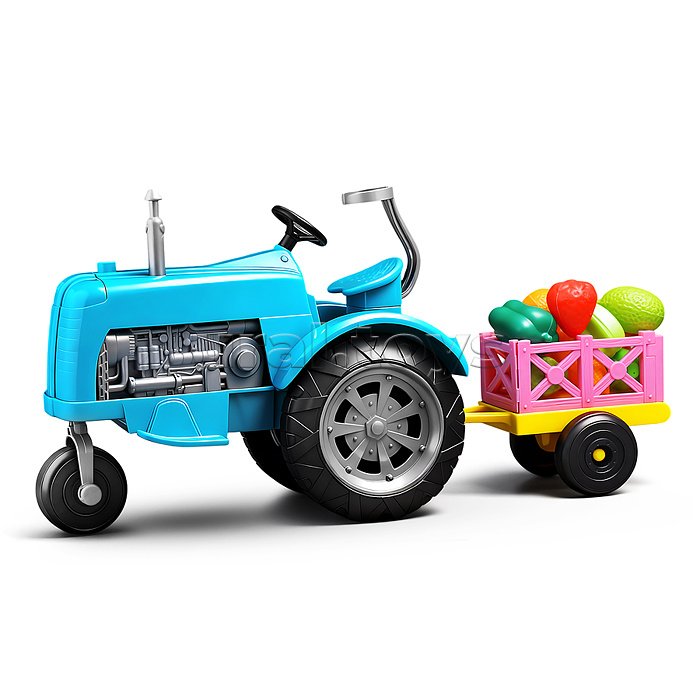 Трактор "Ферма" с овощами, в коробке