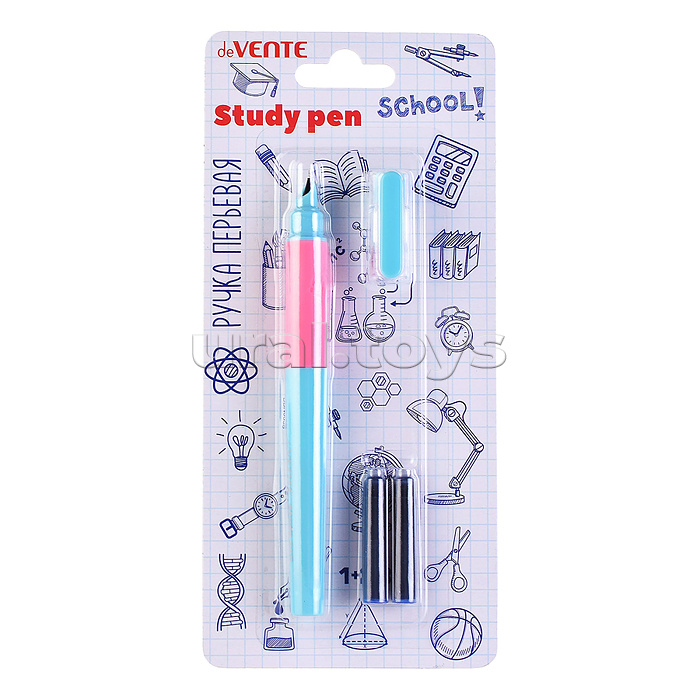 Ручка перьевая "School. StydyPen" перо среднее F (Fine) в комплекте с 3-мя баллончиками 0,8 мл