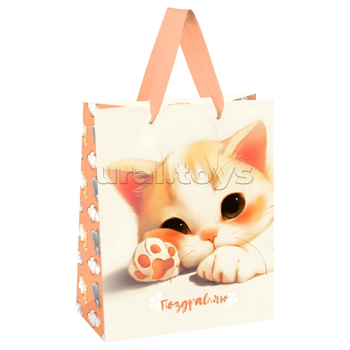 Пакет подарочный 18х23х10см "Lovely kitten" матовая ламинация