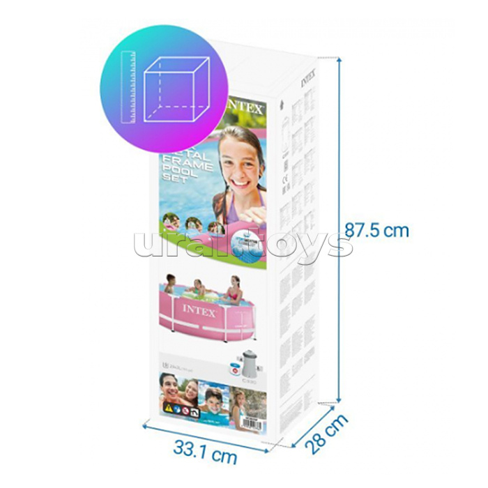 Бассейн каркасный Metal Frame Pool, с фильтром, розовый, от 6 лет, 28292NP INTEX