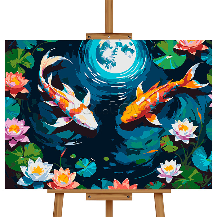 Картина по номерам "Карпы и лотосы" 50*40 см