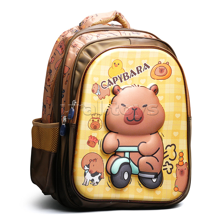 Рюкзак школьный "Капибара" 41x30x15 см, 3 отделения, 2 кармана, уплотненная спинка, ОПП-упаковка