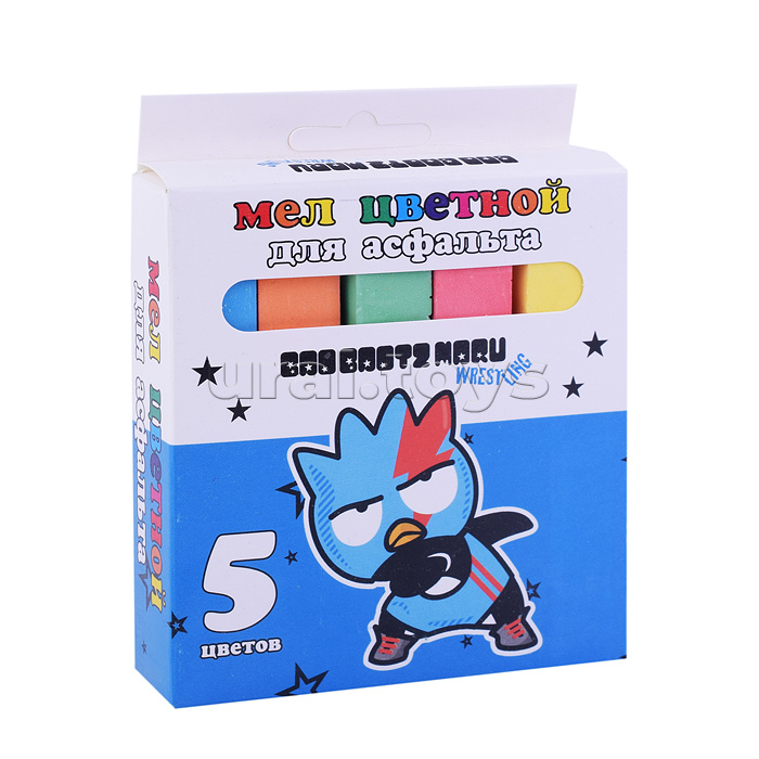 Мел цветной "Bad Badtz Maru" для асфальта, 5 шт. в картонной упаковке с европодвесом