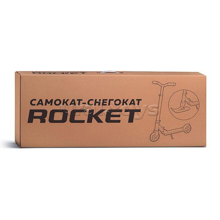 Самокат-снегокат R0181 с изогнутой ручкой, цвет салатовый, в коробке