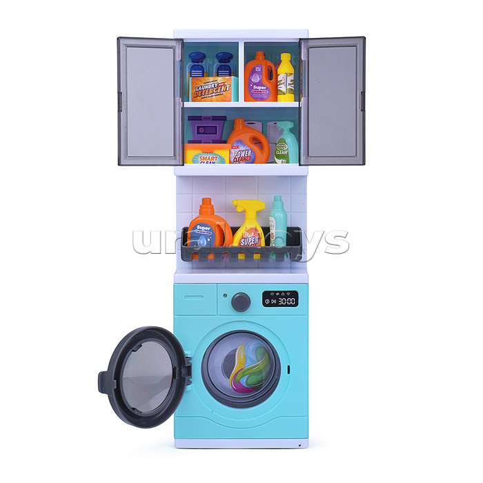 Набор мебели для кукол "Прачечная с душевой" на батарейках, зеленая, в коробке
