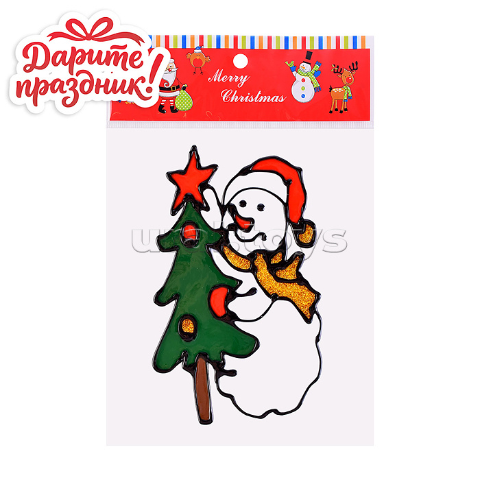 Наклейки для декора "Весёлые снеговички" 18*15см