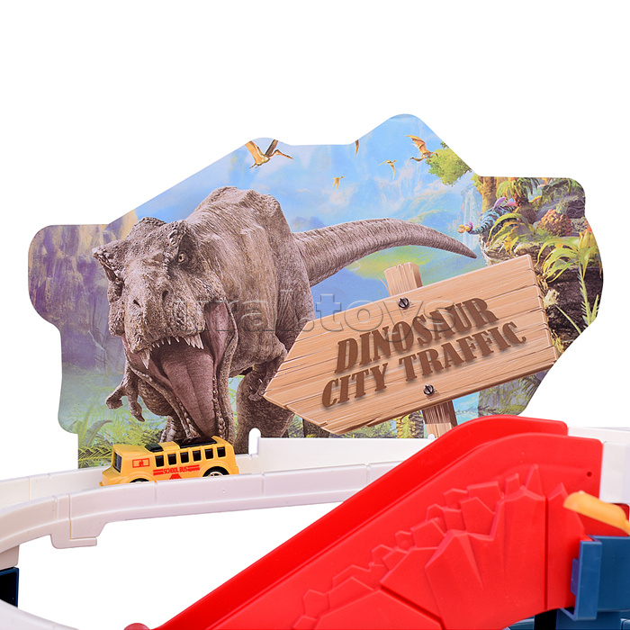 Паркинг-Трек "Городская эстакада с динозаврами" в коробке