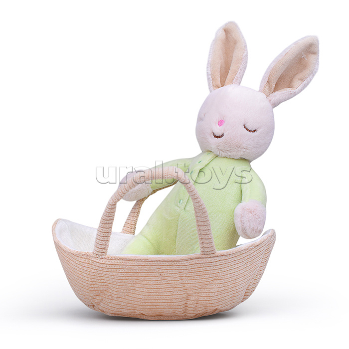 Мягкая игрушка "Заяц в корзинке" 25 см.