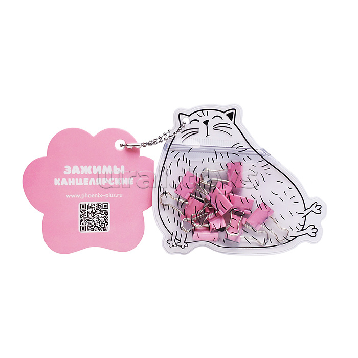 Зажимы канцелярские "Белый котик" (10 шт. в наборе)