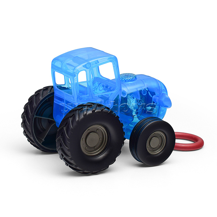 Каталка "Синий трактор" (15 песен, загадок, звуков, прозрачный пластик) в коробке