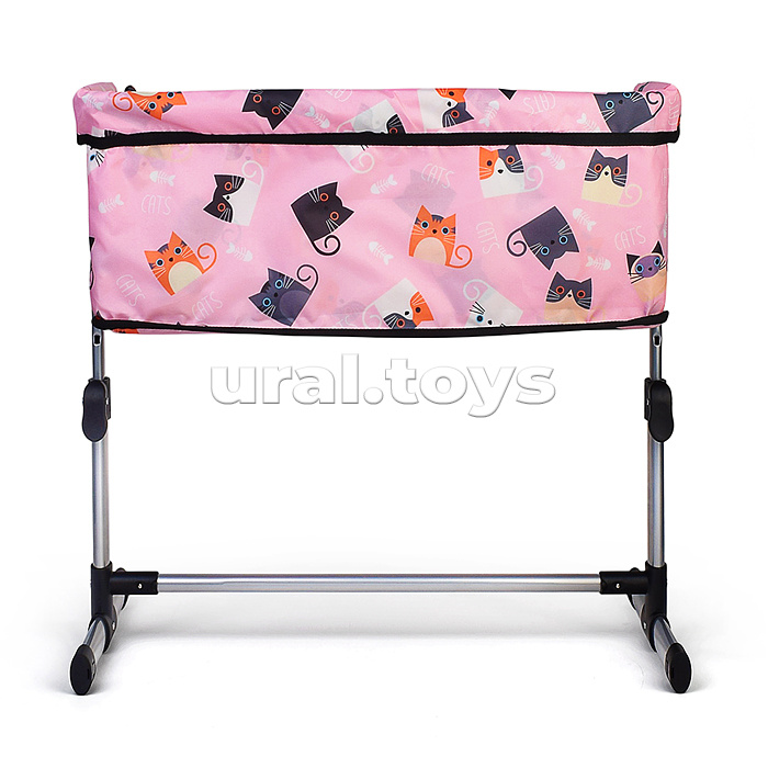 Кроватка кукольная металлическая, принт коты