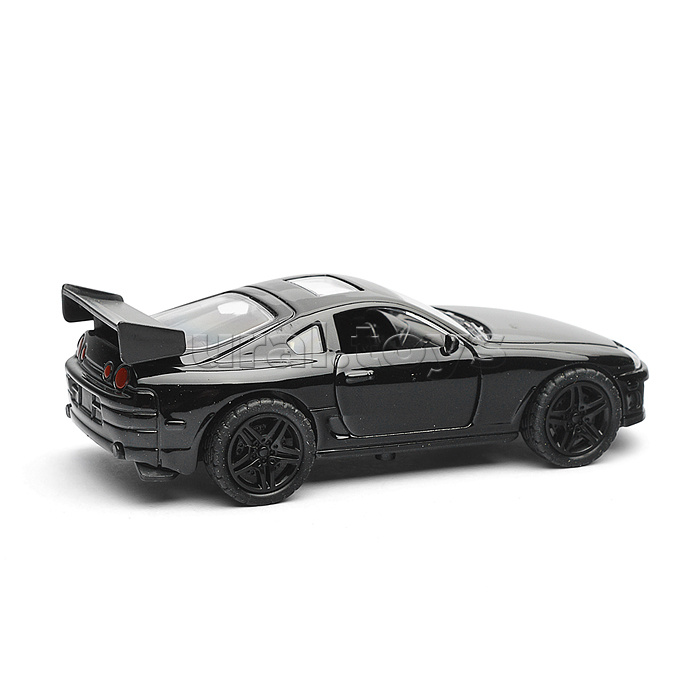 Чёрная инерционная машинка Олдскул со спойлером, die-cast, 1:32, открывающиеся двери