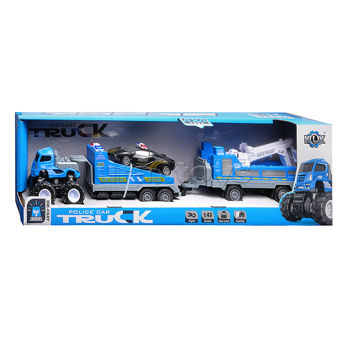 Машина "Полицейский прицеп" 1:43 в коробке