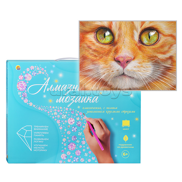 Алмазная мозаика 17х22 "Кошачий взгляд" с подр., с полным заполн. (20цв) (блест.)