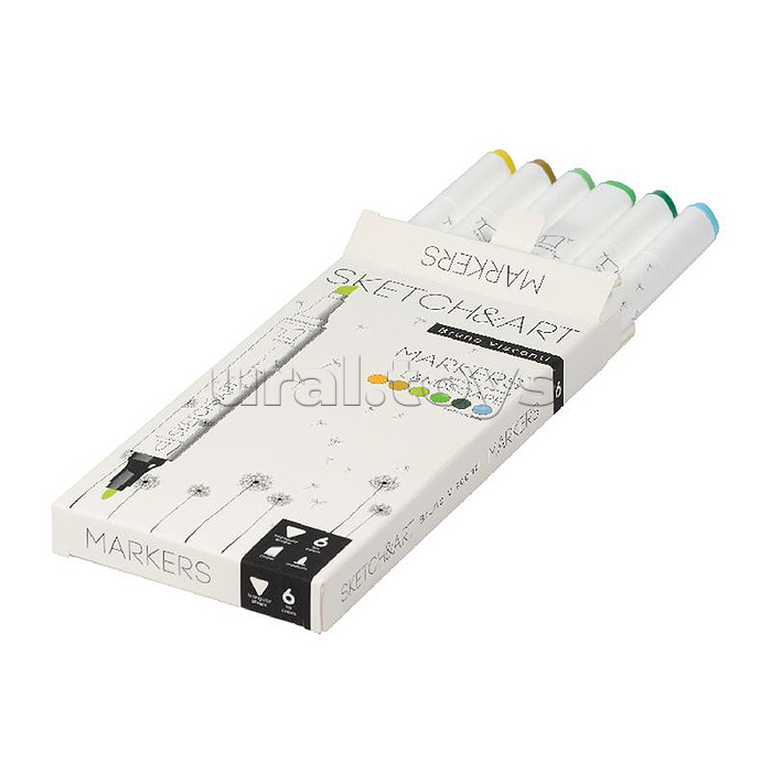 Набор двусторонних скетч-маркеров "Sketch&Art. Лесной пейзаж", 6 цв.