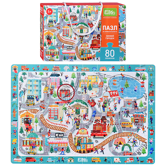 Пазл 80 "Зимний городок" на внимательность