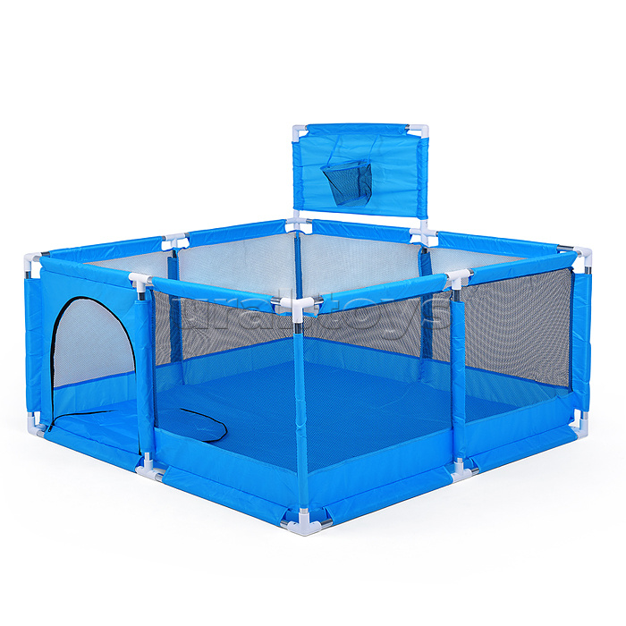 Манеж детский квадратный с баскетбольным кольцом (128*128*65) цвет синий