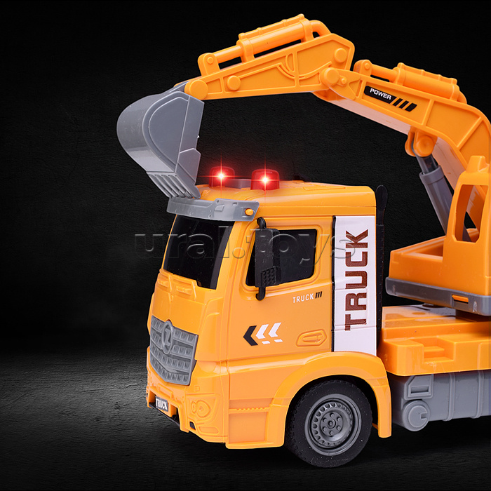 Машина "Автокран" с ковшом, на батарейках, в коробке