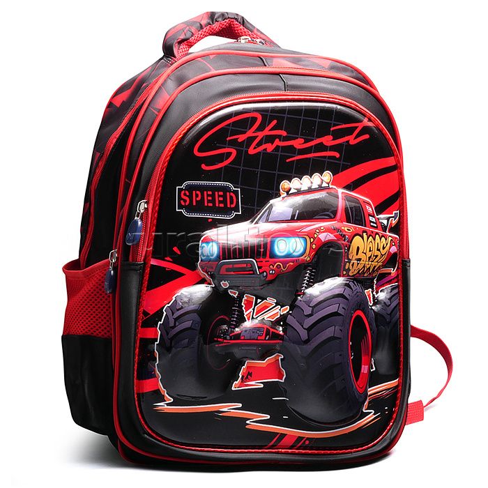 Рюкзак школьный "Авто" 41x30x15 см, 3 отделения, 2 кармана, уплотненная спинка, ОПП-упаковка