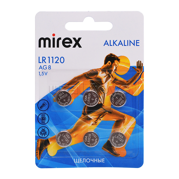 Батарея щелочная Mirex AG8 / LR1120 1,5V 6 шт. блистер