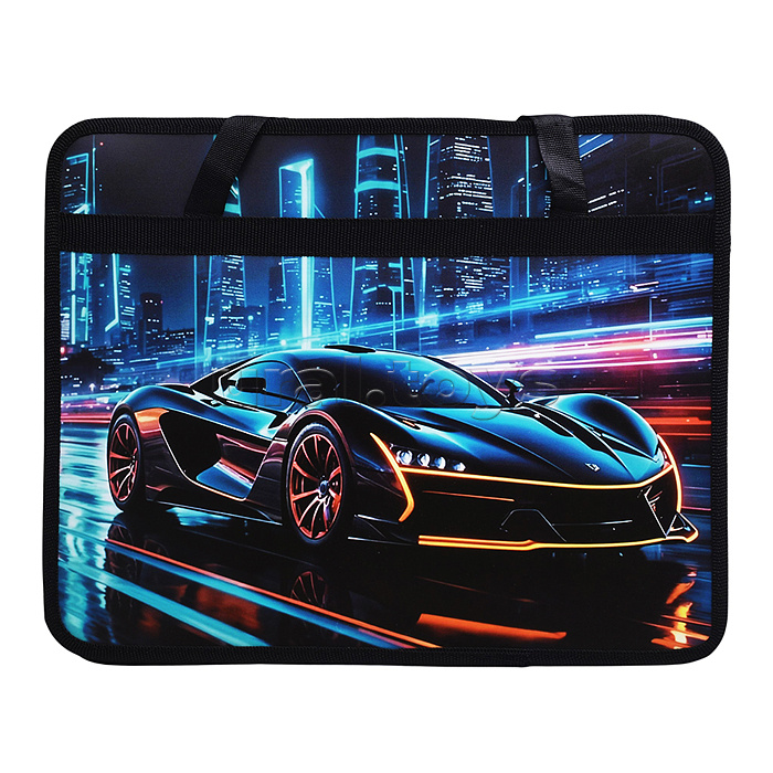 Папка пластиковая с ручками А4, широкая 330/260/120 "Night car"