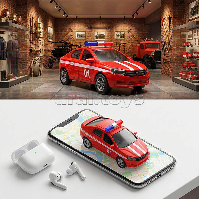 Красная инерционная машинка полицейская вид В die-cast, 1:32