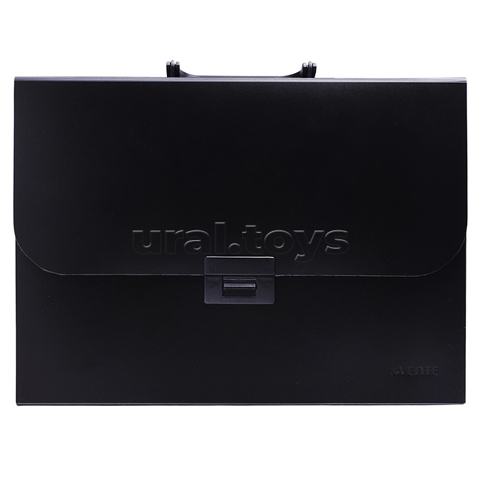 Портфель "Daily" с 13-ю отделениями на замке, пластиковый 900 мкм, для документов A4, непрозрачный черный