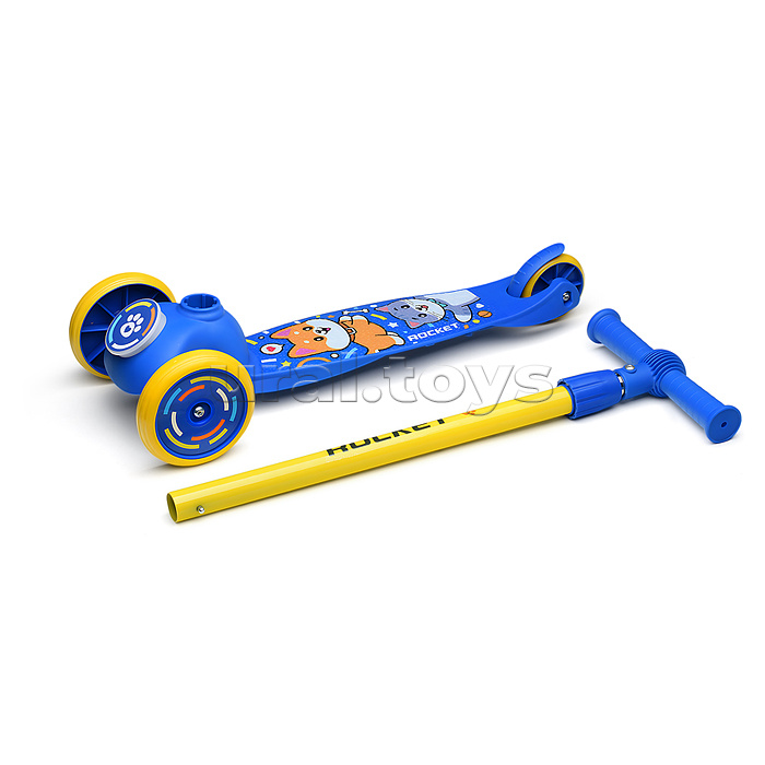 Самокат трёхколёсный ROCKET колёса PVC, цвет сине-жёлтый