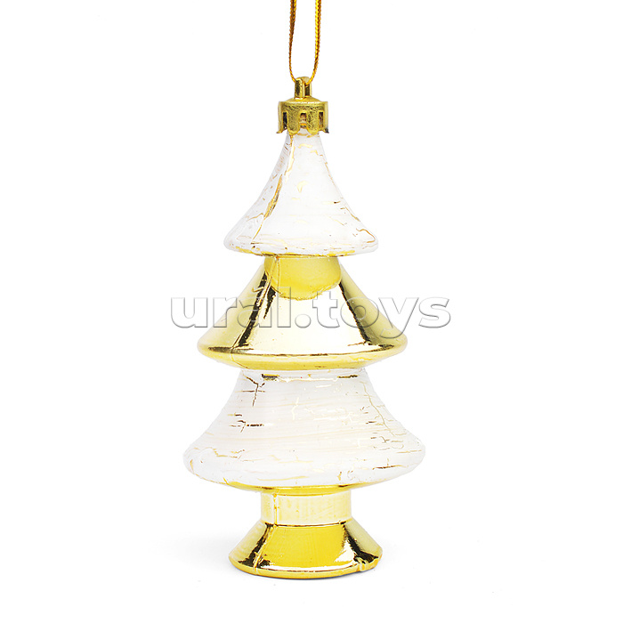 Новогоднее подвесное украшение "Ёлка в золоте" из полистирола 5,5x5,5x10см
