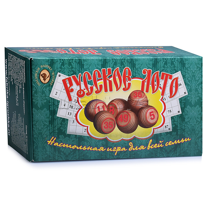 Игра Русское лото в зеленой картонной коробке (240*130*80)